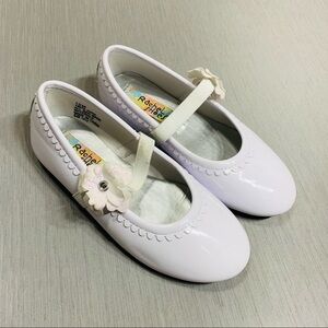 Girls patent floral ballet flat shoes